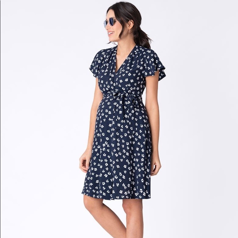 Seraphine Navy Blue Floral Maternity Dress